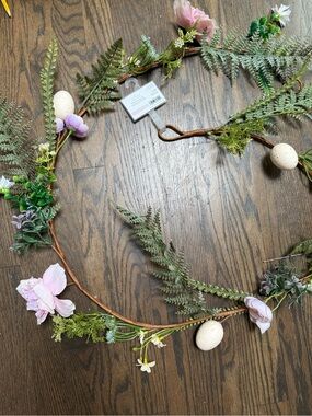 Ashland Spring Floral Garland with Green Ferns and Pink Blooms